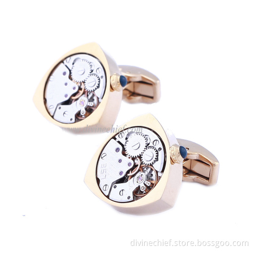 Fashional Peach Heart Shape Watch Movement Stainless Steel Watch Movement Cufflinks for Men